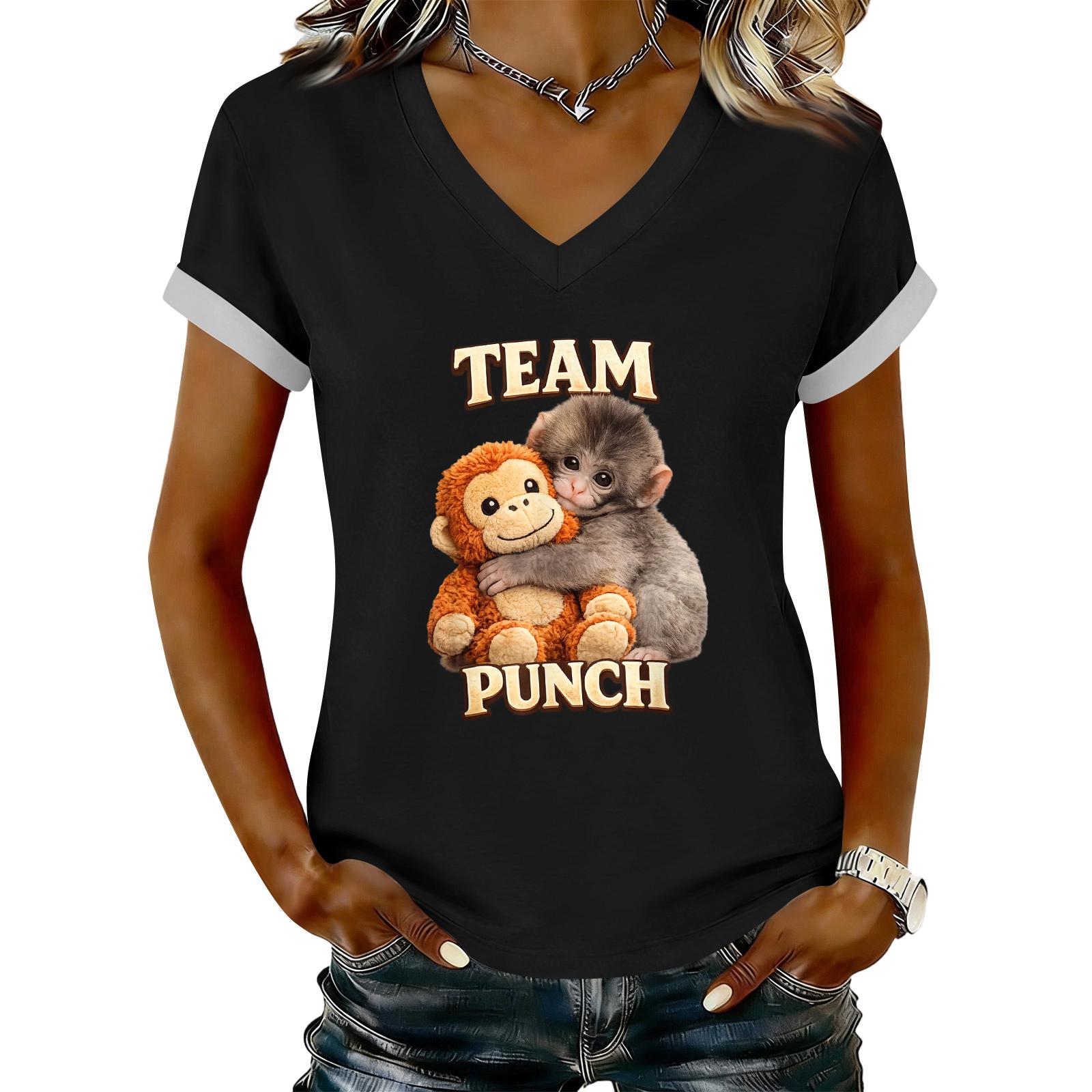 Women s Casual Printed T-Shirt V Neck Pullover Short Sleeve Top S