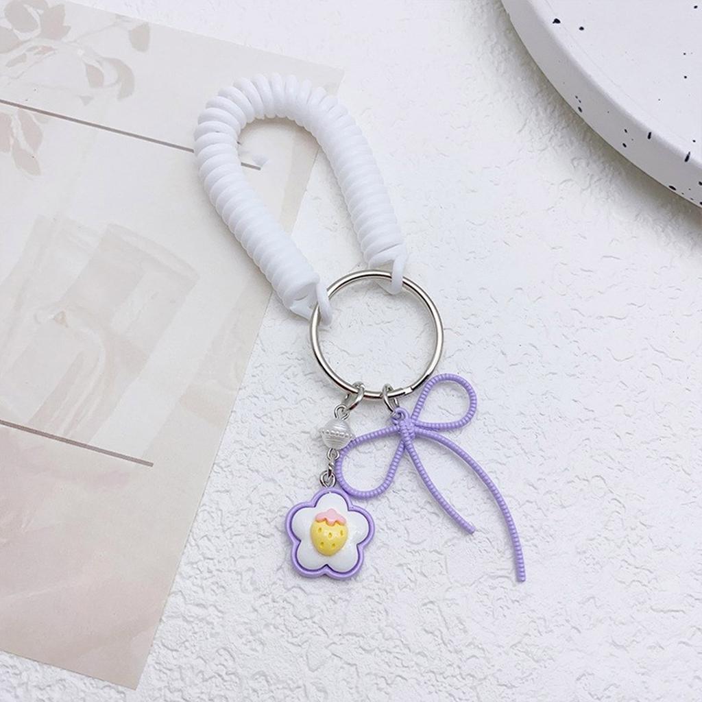Colorful Cellphone Charm Retractable Spring Coil Keychain Stretch Cord Phone Chain Bag Pendant Convenient Accessory