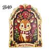 Solid Wood Holiday Decorations Christmas Wooden Vintage Sign, Rustic Table Ornament, 2D Santa Claus Home Party Supplies Snowman Penguin Desktop
