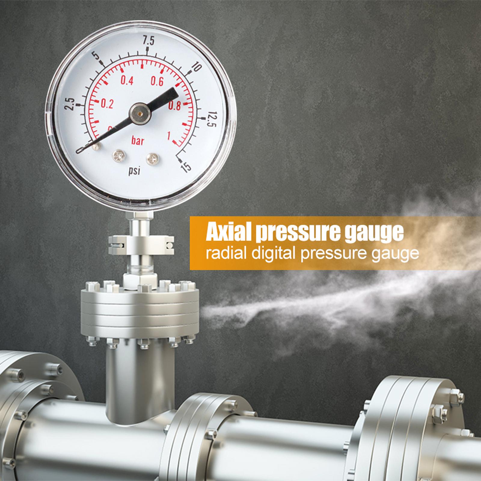 

Floor Heating Leak Detector 40mm Dial Double Scale Capsule Gauge 0-15 Psi/0-1 Bar Range Suitable for Air Water Fuel Liquids China Mainland
