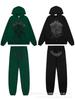 Sp5der555555 Cross-Border Velvet Hooded Sweatshirt & Sweatpants Set with Spider Web Print