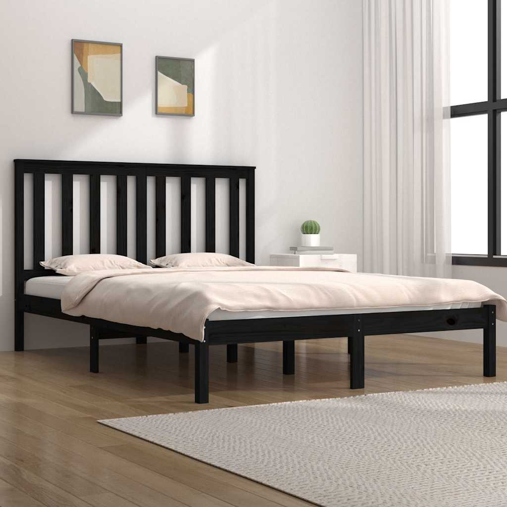 Solid Wood Bed Black Pine 140 x 190 cm