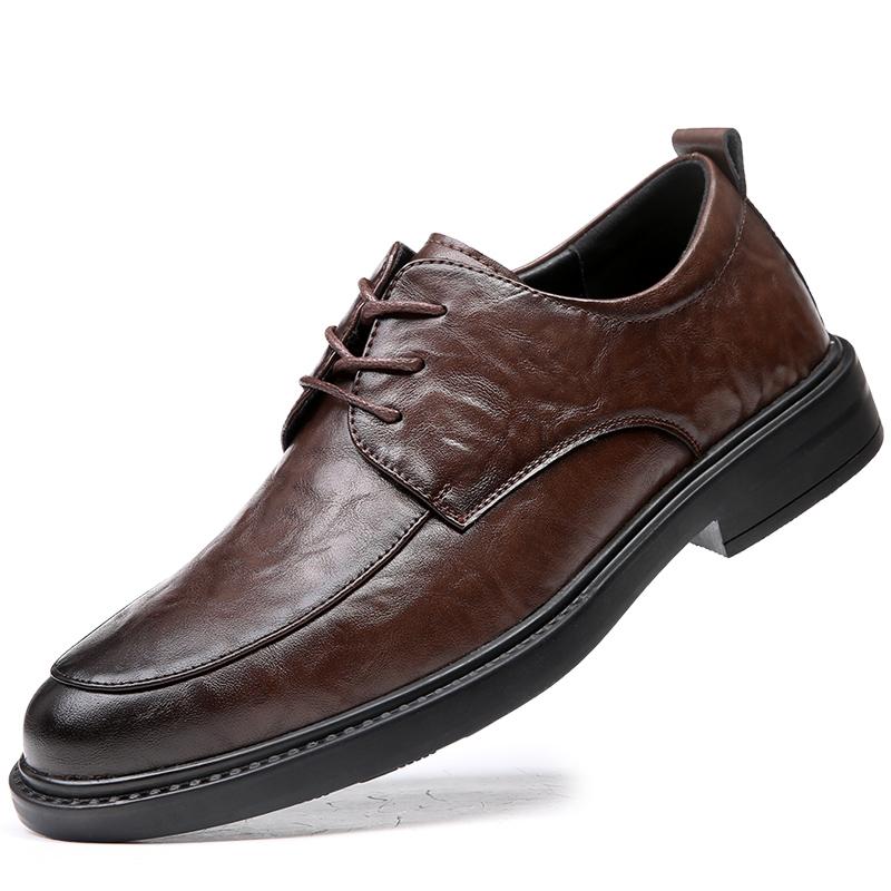 

Кожаные мужские дышащие деловые туфли, модные мужские туфли-оксфорды, на шнуровке, мужские туфли для вождения, классические мужские туфли для свадьбы 44 коричневый