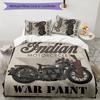 Indian Motorcycle 3pcs Bedding Set Duvet Cover Closure Includes 1 Duvet Cover & 2 Pillowcases for All Seasons Bedroom Home Dorm Decor