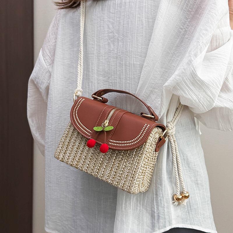 Fashion Straw Women's Bag New Trend Spring and Summer Handbag Beach Messenger Bag Shoulder Box Bag