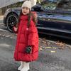 Winter Warm Girls Extra Long Cotton Lined Hooded Zipper Puff Jackets School Kids Thick Coats Children Outfits Windbreaker 5-16Yr