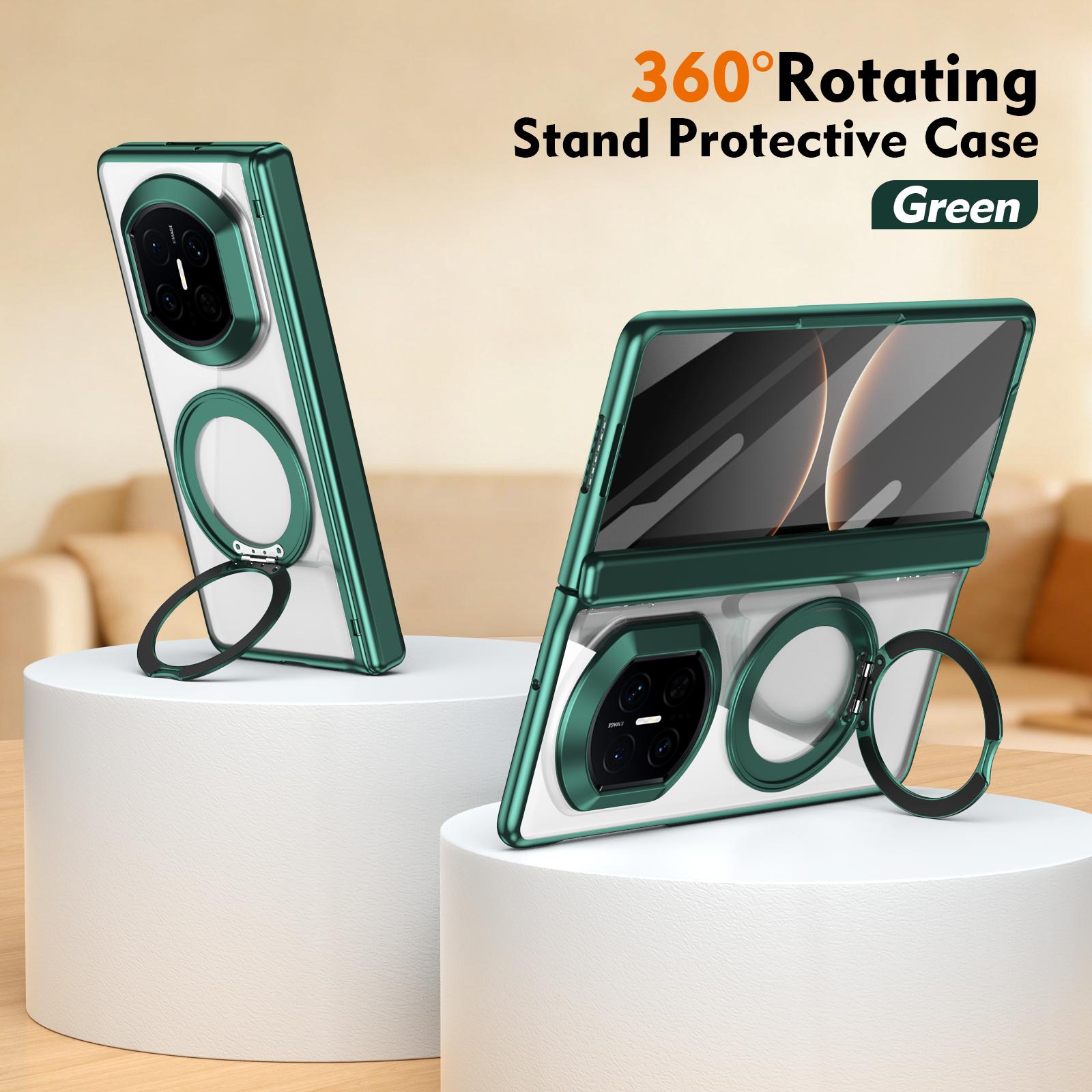 

For Huawei Mate X7 Case Transparent Front Glass Film Hinge Protection Metal Magnetic Rotatable Stand Non-yellowing Plated Cover Huawei Mate X7