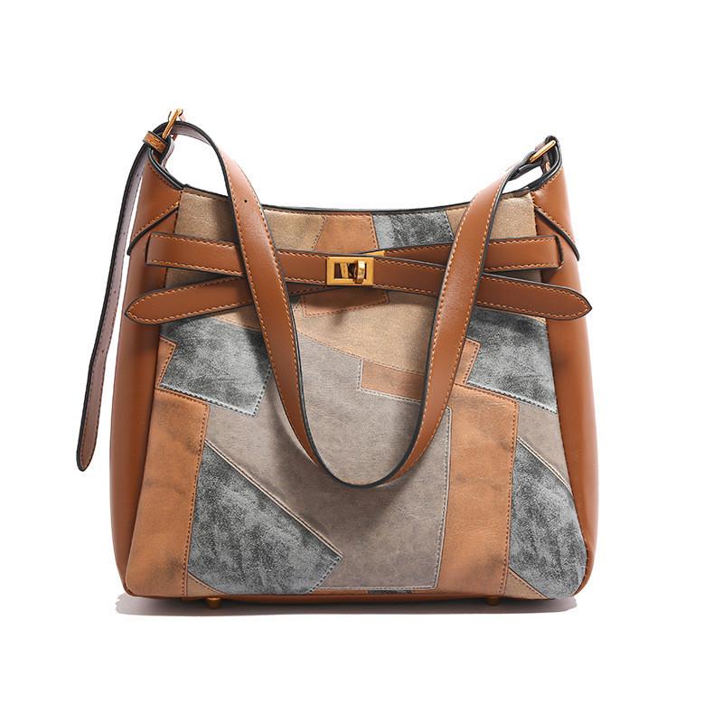 Ielgy Female Bag Large-Capacity Tote Bag High-End Retro Niche Shoulder Messenger Bag Commuter All-