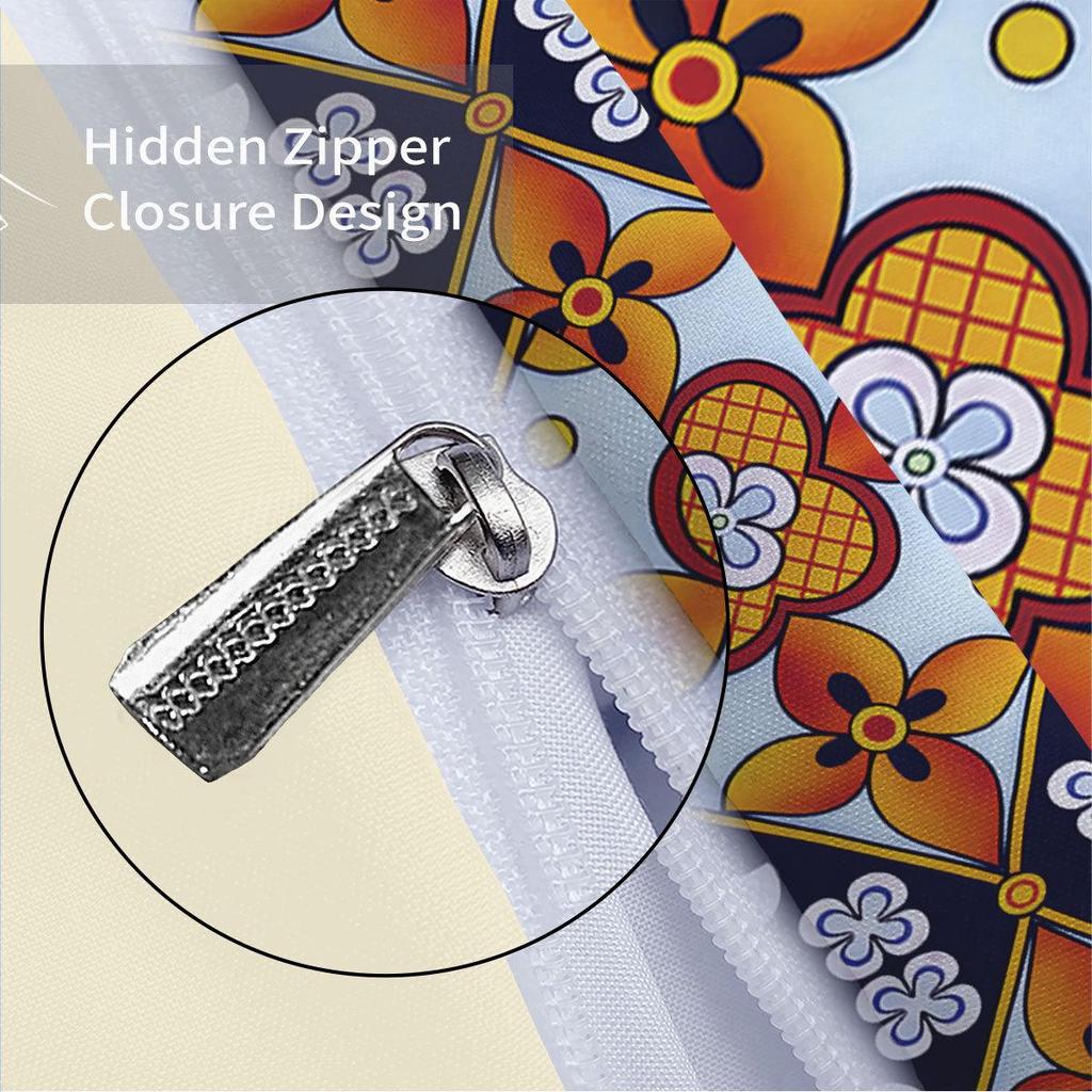 Duvet Cover Set med Keramiskt Kakelmönster - Digitaltryck, 3-delat Sängkläder