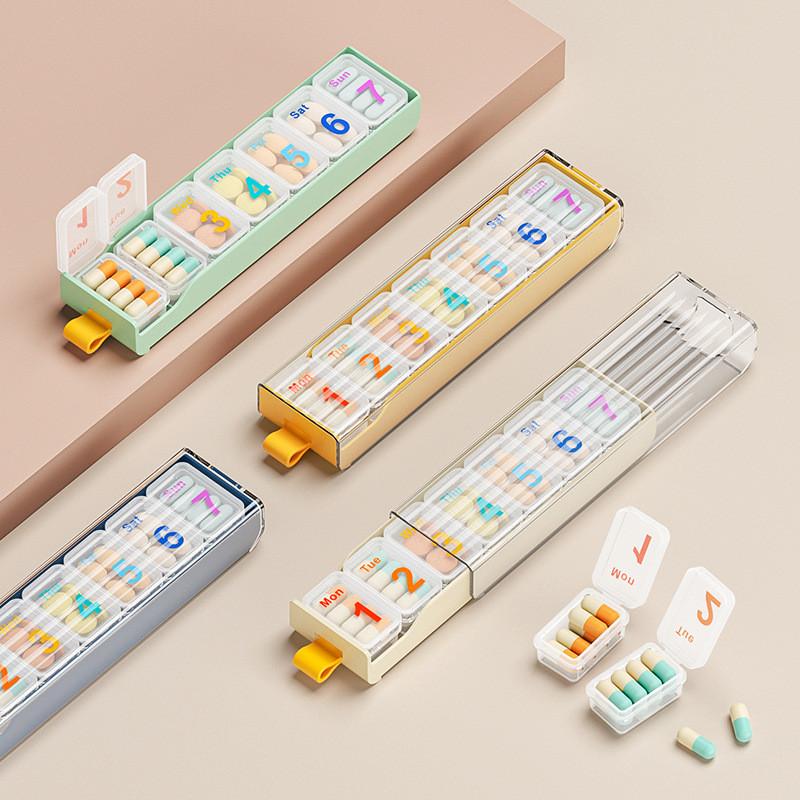 Portable Sevenday Plastic Medication Organizer With Sealed Compartments For Travel And Daily Use