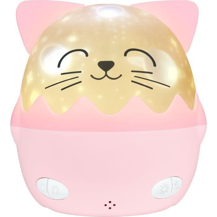 Wireless Musical Night Light - BIGBEN - Cat - 360° Projection - 13 Films - 8 Melodies - Remote Control - USB-C Battery