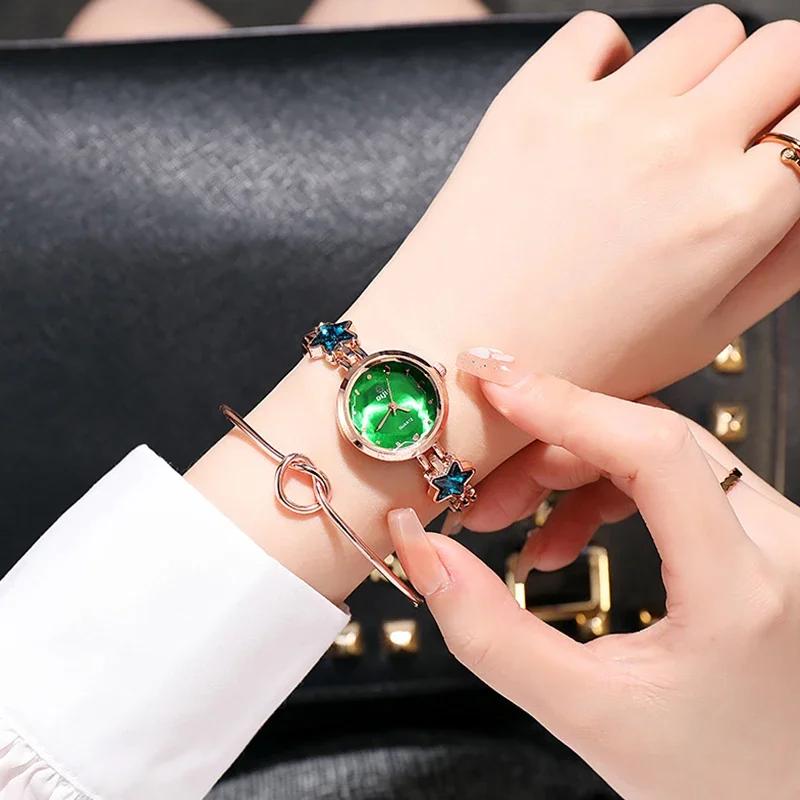 

Blue Lucky Star Ladies Watch Korea Style Female Students Wristwatches Fashion Women Elegant Bracelet Relojes Mujer зелёный