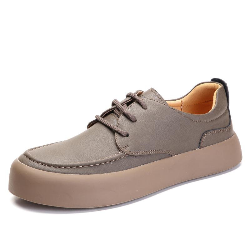 

Кроссовки мужские летние 2025 года, новые модные универсальные туфли в стиле ретро со шнуровкой, легкие, на мягкой подошве, из кожи, повседневные туфли 38