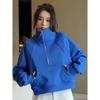 Korean Style High-end Solid Color Zipper Sweatshirt for Women New Loose Lazy Style Casual Pullover Versatile and Comfortable Top