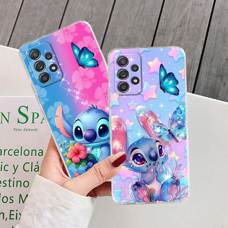 Stitch Clear Case für Samsung Galaxy A57 A37 A56 5G A36 Cases A55 A54 A35 A26 A07 A17 A16 A06 A34 A15 Stoßfeste Hülle Schmetterling