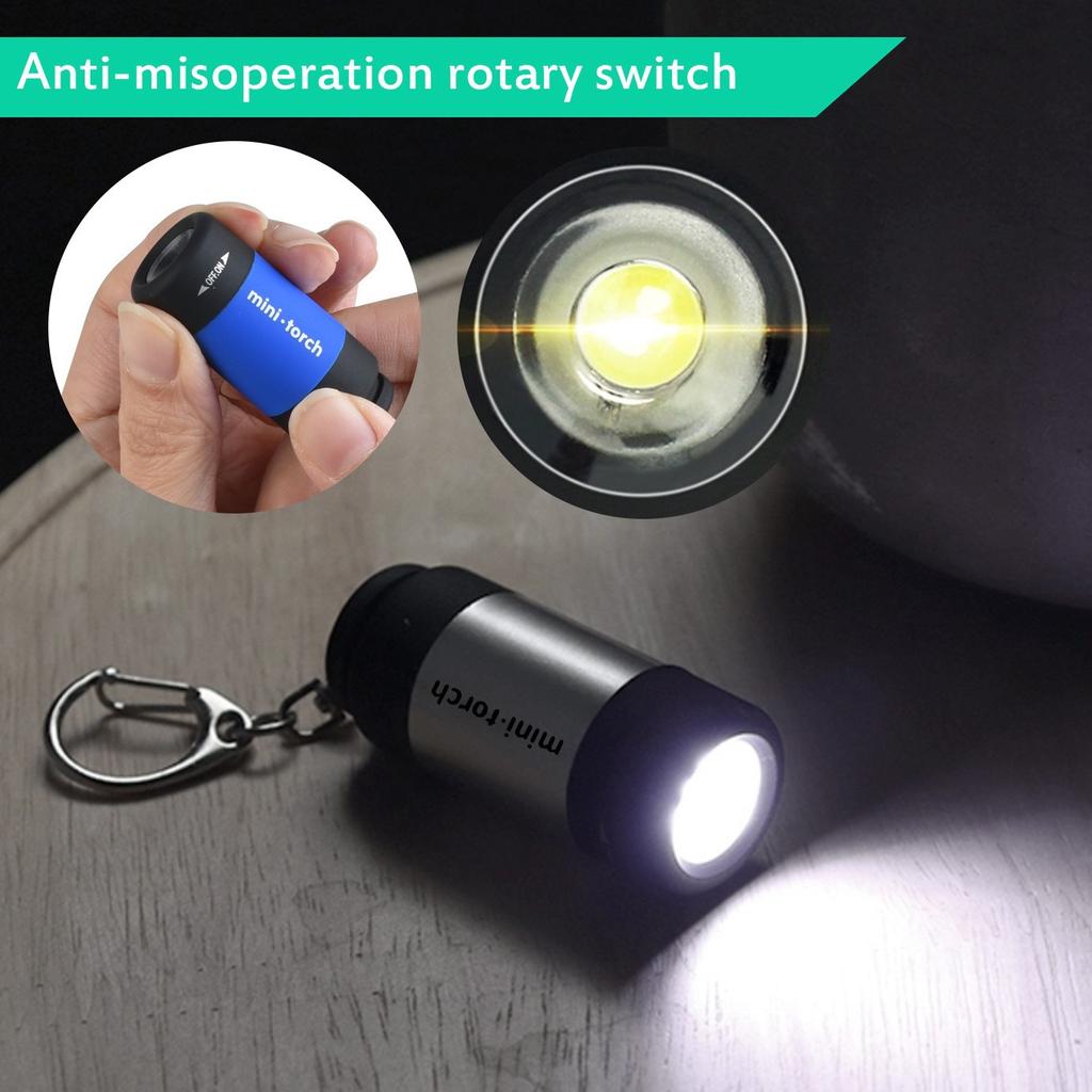 LED Micro Pocket Flashlight Portable USB Rechargeable Keychain Flashlight Waterproof Home Outdoor Hiking Camping Flashlight