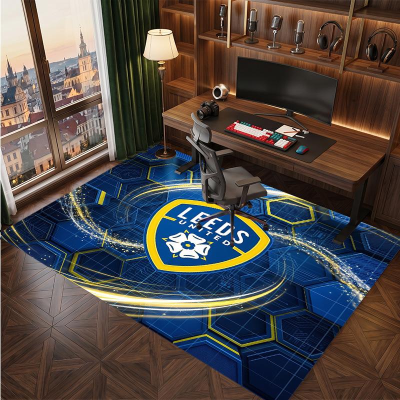 Tappeto in Velluto di Cristallo con Stampa del Leeds United Football, Comodo Assorbente d'Acqua Antiscivolo Tappeto per Pavimenti Interni