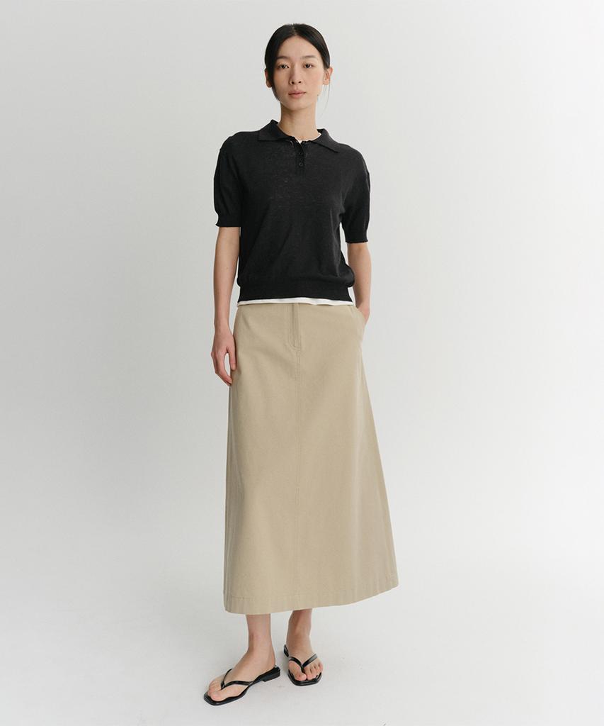 Ia Cotton Maxi Skirt (Beige)