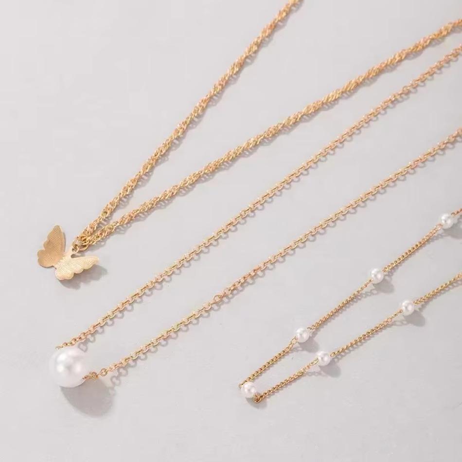 Bohemia Gold Color Multiple Styles Necklace for Women Trendy Multi-Layer Crystal Pendant Necklaces Set Fashion Jewelry Gifts