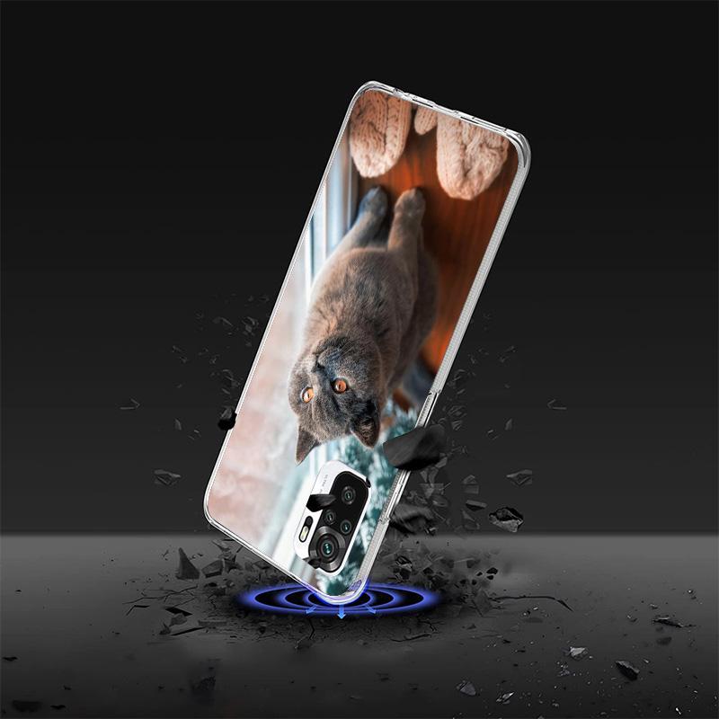 Coque de téléphone pour chat British Shorthair pour Xiaomi Redmi Note 15 14 13 12S 12 Pro Plus 11S 11E 11 11T 10S 10 Motif artistique doux Rouge