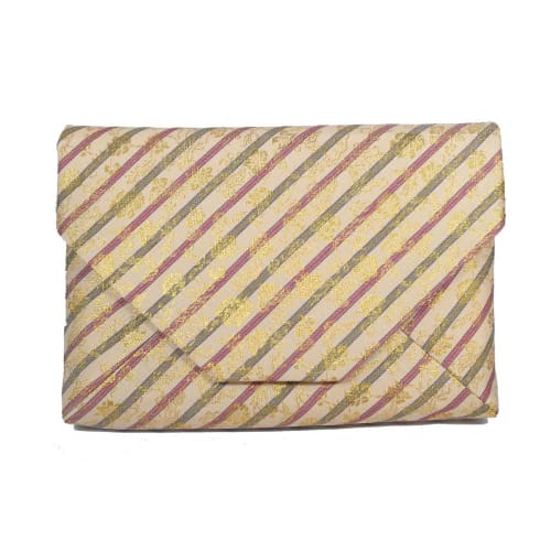 Okadaen Tea Ceremony Utensils Sukiya Bag, Rayon Japanese Style Bag for Women (Striped Arabesque Pattern)