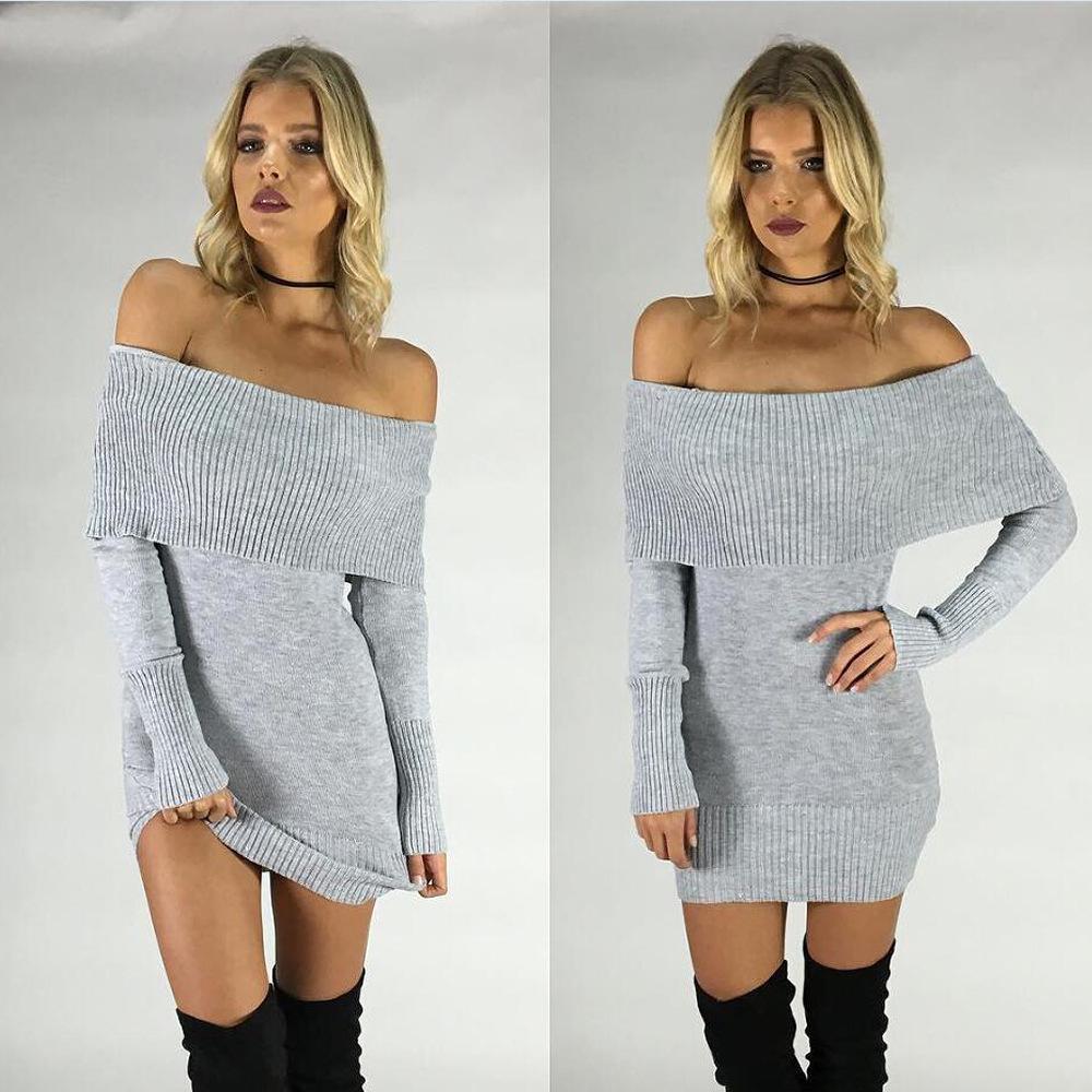 2025 European & American One-Shoulder Sexy Slim Knit Dress