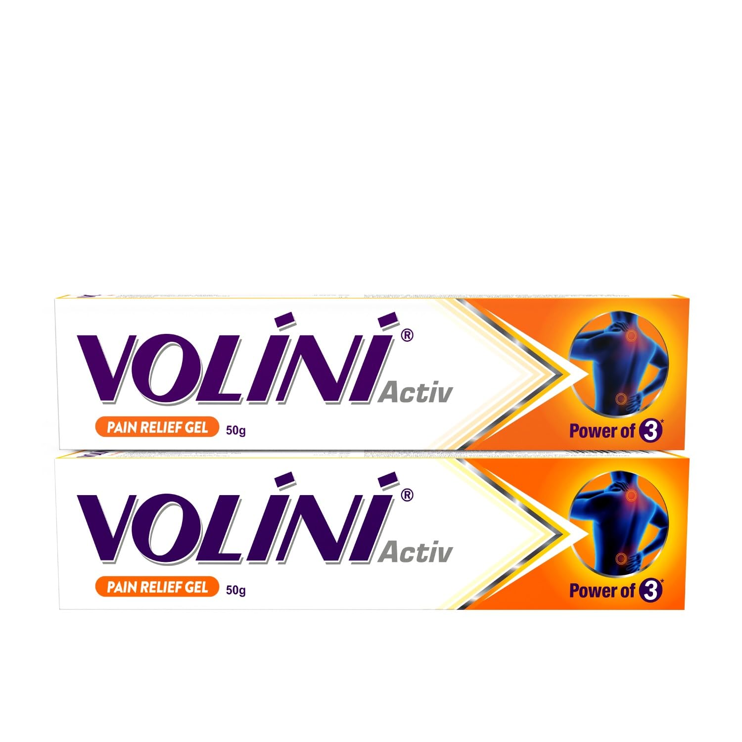 Гель Volini Activ для снятия боли 50 г | Упаковка 2 шт. | Быстрое облегчение боли в спине, шее/плечах, при растяжениях и боли в суставах | С мощными ингредиентами -