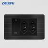 DELEFU Brazilian Model 118 Type 10A/20A Stainless Steel Black Durable PC USB Socket with Type-C 20W Fast Charging