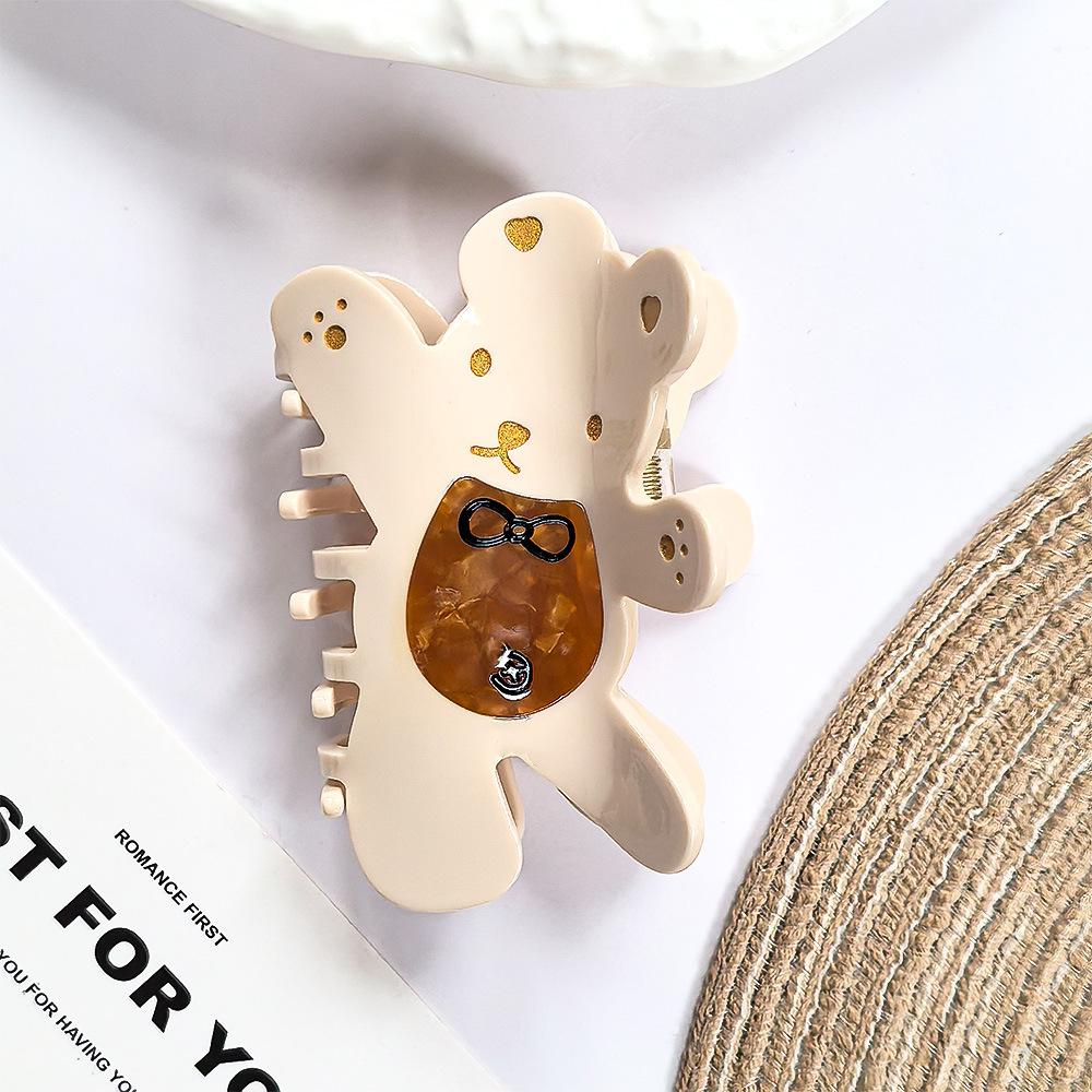 1pc \Little Bear Grab Clip Cartoon Cute Girl Accessories Daily Dressing Sweet Back of Head Shark Clip Medium Hair Grab
