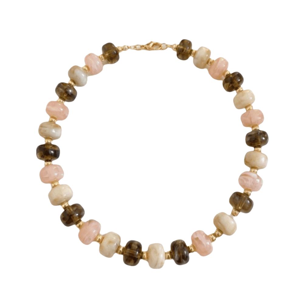 Gold Beads Colorful Resin Beads Necklace Acrylic Neck Accessory Ethnic Style Chain Necklace Party
