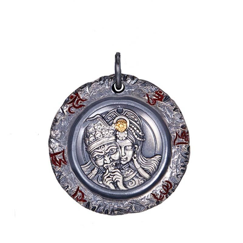 Necklace Zakiram·goddess of Wealth Versatile Six-character Mantra Retro Pendant for Men and Women