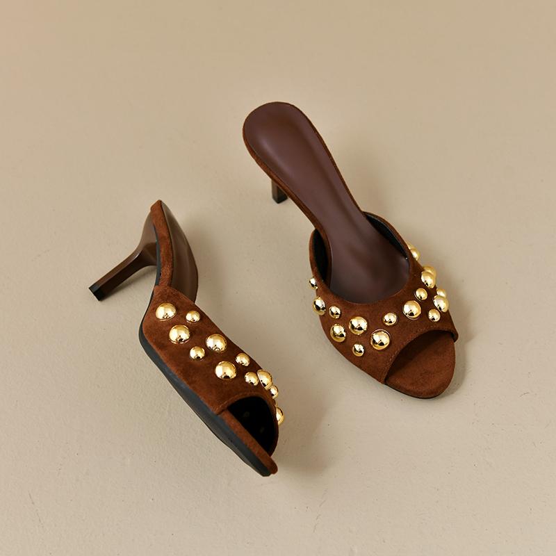 Novelty Thin Heels Peep Toes Sandalias De Mujer Crystal Square Toes Slip On Woman Slippers Solid Patent Leather Zapatos Mujer 42