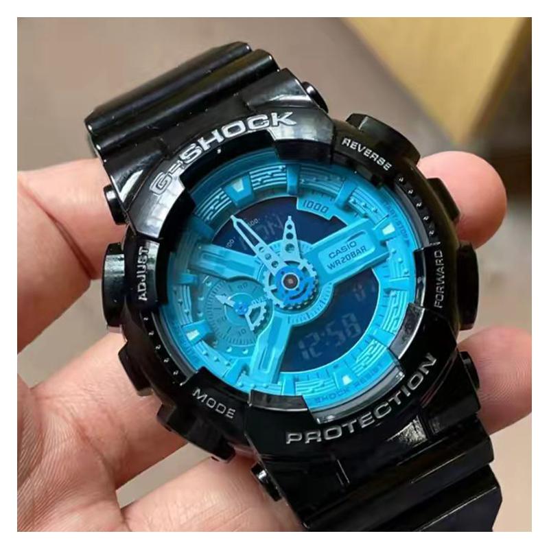 Casio G-SHOCK Series YOUTH Series Fluorescent Blue Color Color Fashion and Dynamic Multifunctional Sports Waterproof Quartz Movement GA-110B-1A2PR