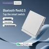 White Smart Switch with Tempered Glass, Mesh 2.0, Wireless Remote Control, Mijia App Compatible, No Neutral Wire Needed