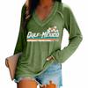 Women's Long Sleeved T-shirt V-neck Gradient Letter Printed Casual And Comfortable Top