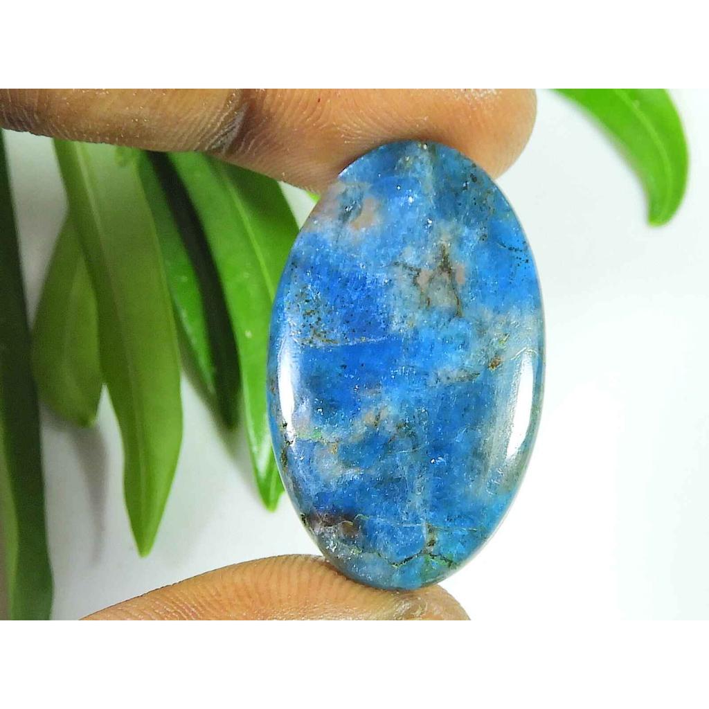 38Cts Genuine Neon Blue Apatite Oval Crystal Cabochon Loose Gemstone 20X33MM SK-2096