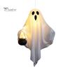 Halloween Tree Hanging Accessories Ghost with LED Lights, Spooky White Gauze Glowing Ornament, Unique Gift Ideas Flexible Figures for Outdoor