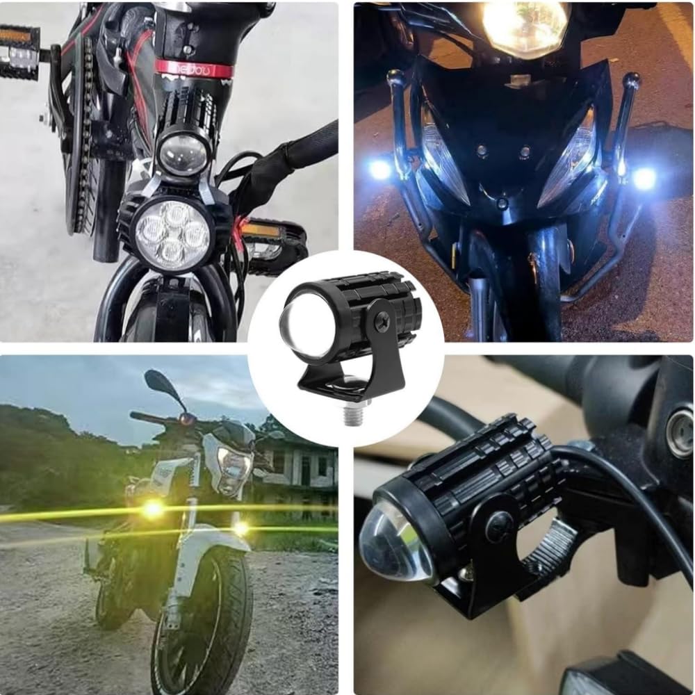 Motorcycle Fog Light, LED Set of 2, 8-80V, 2 Color Switching, White, Yellow, Constant