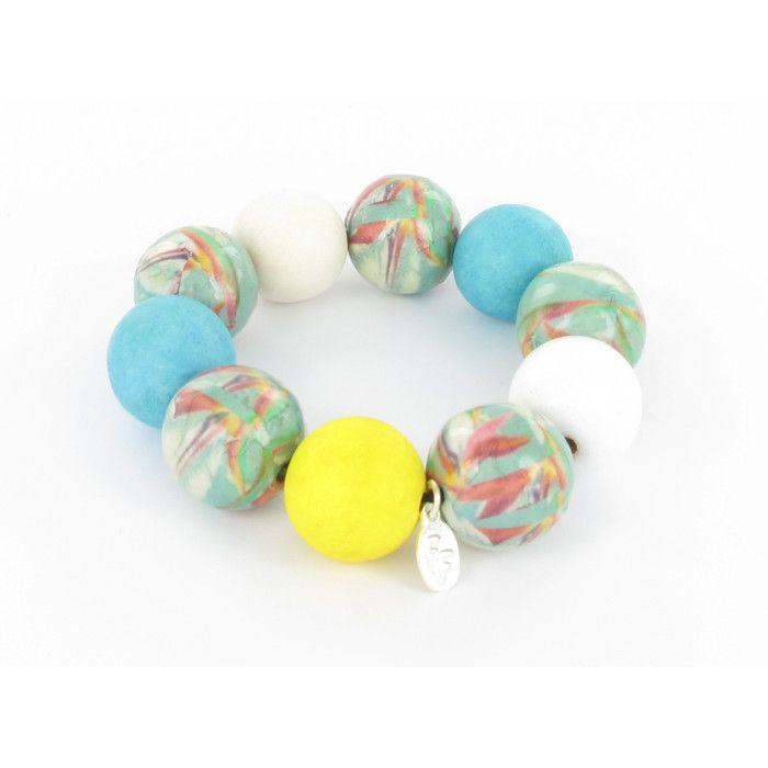 Bracelet boule tons bleus