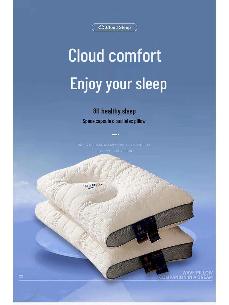 Thailand Latex Neck Support Pillow - A-grade, Non-collapsing, Cervical Spine Protection, Sleep Aid, High Pillow for Home Use.