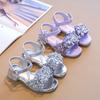 Girls' Summer Princess Shoes, Silver High-heeled Crystal Shoes, Perfect for Pairing with Dresses, Stylish Performance Sandals for Little Girls