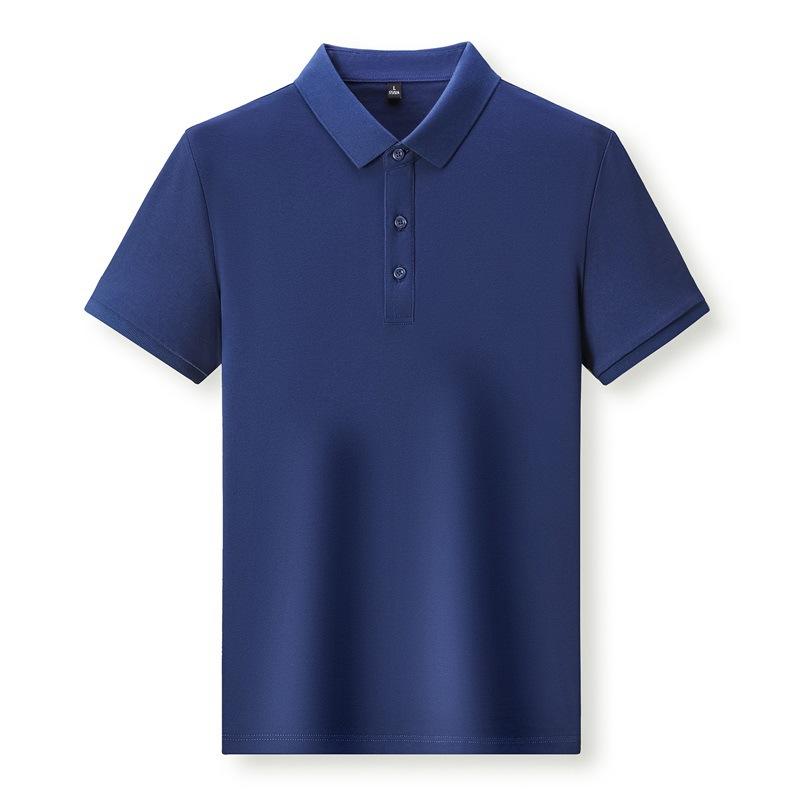 Modisches Poloshirt für Herren mittleren Alters, kurzärmeliges T-Shirt aus merzerisierter Perlbaumwolle, Sommer-Revers, Business-Casual-T-Shirt
