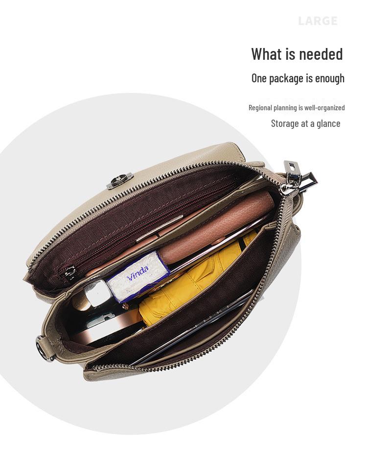 Borsa a Tracolla da Donna in Vera Pelle - Alla Moda, Versatile, Borsa a Spalla Antifurto per Mamme, Piccola Taglia, Estate 2026