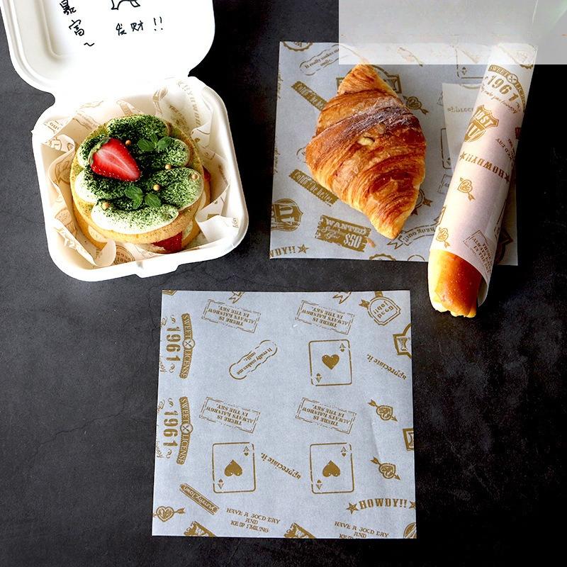 100 pièces Carré Jetable Papier Anti-graisse Papier Séparateur d'Huile pour Aliments Frits Burger Pain Sandwich Papiers d'Emballage Pâtisserie Gâteau Décoration Produits