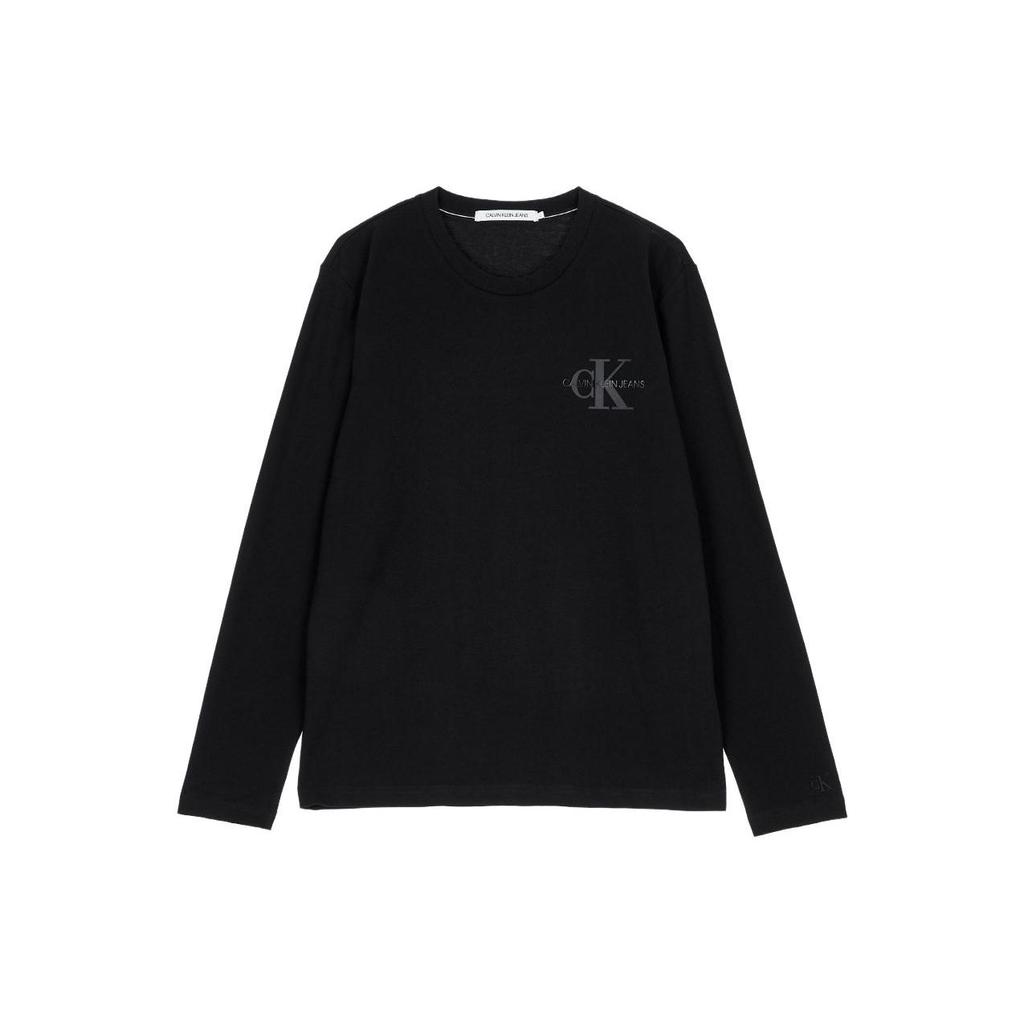 Calvin Klein Logo Print Crew Neck Long Sleeve T-Shirt Men Tops Black J319474-BEH