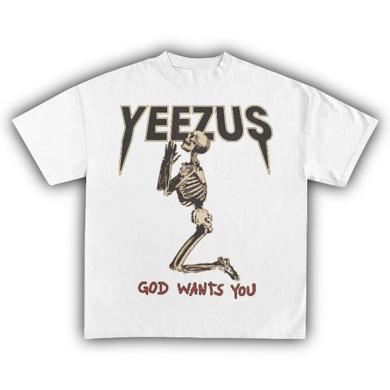 Yeezus Kanye West American Rapper Cotton T-shirt Women Unisex Fans Essentials Short Sleeve Retro Tops Summer Vintage Oversized