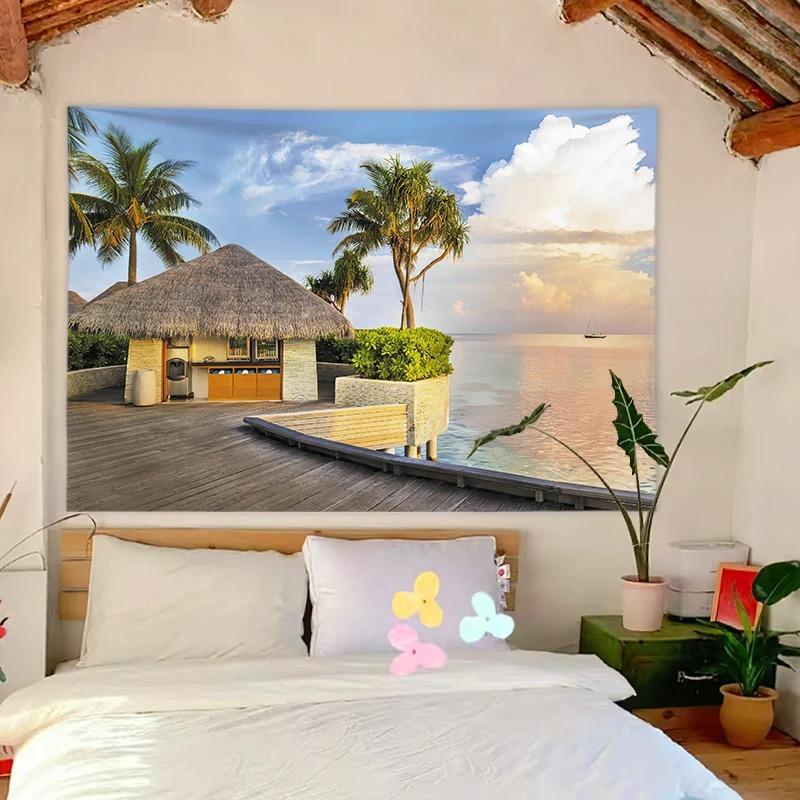 Sea View Mount Fuji Pattern Bedroom Living Room Tapestry Home Wall Decoration Tapestry