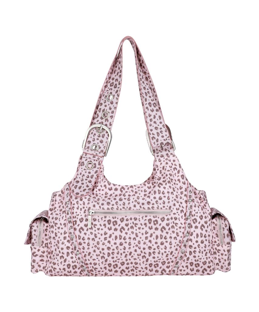 Illigo Loop Double Pocket Shoulder Bag Pink Leopard