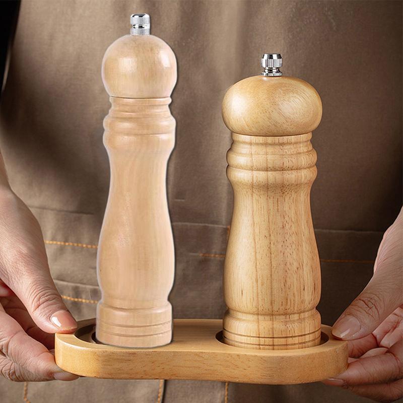 Wood Pepper Grinder Pepper Mill,Adjustable Coarseness 6/8/10 Inch Wooden Peppermill, Ceramic Grinding Mechanism Salt Mill