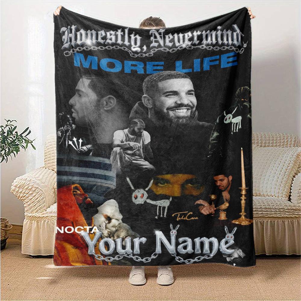 Name Custom Drake Print Flannel Blanket High Quality Warm Comfortable Cover for All Seasons Perfect for Gifts Home Decor